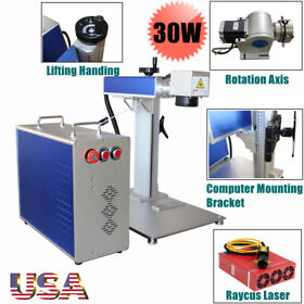 33356 30w Split Fiber Laser Marking Machine 175mm X Lens With Rotation Axis Fda