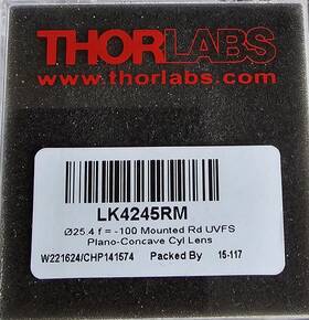 Lk4245rm-b Thorlabs F -100.0 Mm 1 Inch Uvfs Mounted Plano-concave Round Cyl Lens