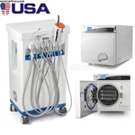 Portable Dental Delivery Unit Cart Air COMPRESSOR/22L Autoclave Steam Sterilizer. Fixed Price $880.00.