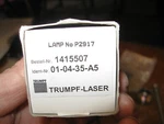 New Trumpf Laser Flash Arc Lamp D9X142 W/ Gaskets Model#- 1415507. Fixed Price $149.99.
