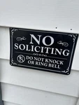 Self Adhesive Soliciting Sign 2 Pack 9 X 6 Inch Front Door Label Notice. Fixed Price $8.99.