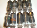 One Lot Of Ten Assorted 12BY7A Tubes, U.s. Made, In Smoked Glass. Fixed Price $38.00.