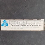 Hg Short Arc Lamp Advanced Radiation Corporation Watt Specialty. Fixed Price $50.00.