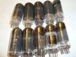 One Lot Of Ten Assorted 12BY7A Tubes, U.s. Made, In Smoked Glass, Tested. Fixed Price $27.00.