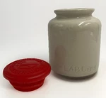 Pommery French Mustard Crock Lab Lagny Stoneware Jar Red Lid. Fixed Price $19.99.