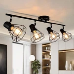 Industrial 4-LIGHT Track Lighting Kit, Rotatable Black Metal Ceiling Fixtures. Fixed Price $66.99.