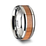 Thorsten Brunswick Tungsten Wedding Ring With Polished Bevels And American Cherr. Fixed Price $215.99.