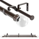 1" Crystal Ball Flat Button Double Drapery Curtain Window Rod Set, 28"-120". Fixed Price $48.99.
