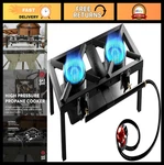 High Pressure Double Propane Burner - Outdoor Cooking, Heat Shield, Camping, Tai. Fixed Price $101.99.