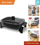 Large 10.5QT Non-stick Skillet Rapid Heat, Glass Lid & Easy Clean-up Design. Fixed Price $113.99.