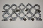 Lot 10X Key High Vacuum Products Cast Aluminum Hinged Clamps KF40 #W2033. Fixed Price $45.00.