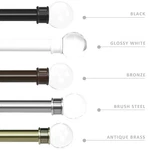 1" Crystal Ball Flat Button Double Drapery Curtain Window Rod Set, 28 -120". Fixed Price $49.99.