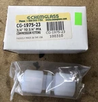 Chemglass 3/4" To Pfa Compression Fitting, CG-1975-23, New. Fixed Price $150.00.