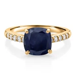 3.02 Cttw 8MM Cushion Sapphire And White Lab Grown Diamond 10K Yellow Gold. Fixed Price $489.99.
