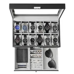 Guka Watch Box Display Organizer 12-SLOT-NON-LED, Black+grey. Fixed Price $54.99.