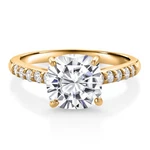 10K Yellow Gold 8MM Cushion Cut Moissanite And White Lab Grown Diamond. Fixed Price $489.99.