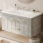 36" Floating Bathroom Vanity With Sink & Storage, Modern Grey Cabinet. Fixed Price $359.99.